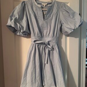 Bohme Sky Blue Blouse with White Trim